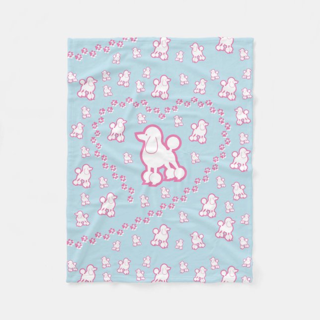 cute Toy Poodle Pattern Fleece Blanket (Front)