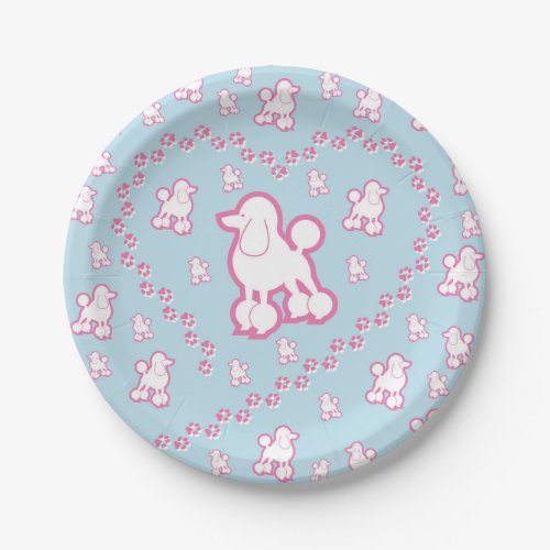 Cute Toy Poodle Pattern Paper Party Plates