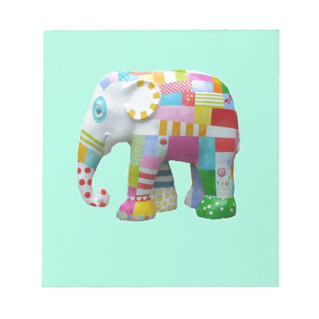 Cute toy retro elephant whimsical colourful notepad (Front)