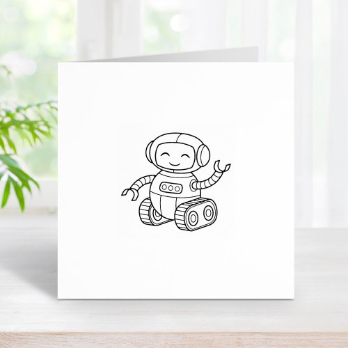 Cute Toy Robot 1x1 Rubber Stamp