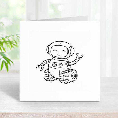 Cute Toy Robot Color Me Rubber Stamp