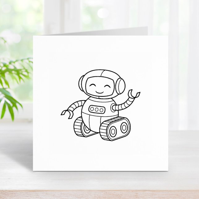 Cute Toy Robot Color Me Rubber Stamp (Creator Uploaded)