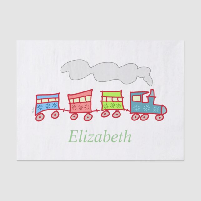 Cute Toy Train Tissue Paper (Front)