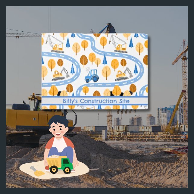 Cute Toy Trucks Boy's Activity Play Mat (Personalized Toy Trucks Boy's Area Rug)