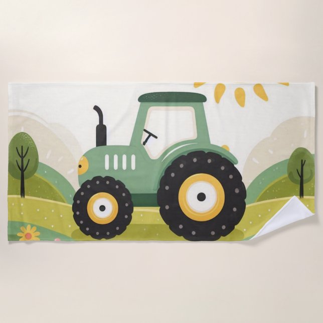 Cute tractor/farm beach towel (Front)