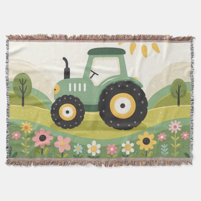 Cute, tractor/farm throw blanket (Front)
