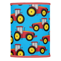 Cute Tractor Pattern on Blue Nursery Lamp Shade