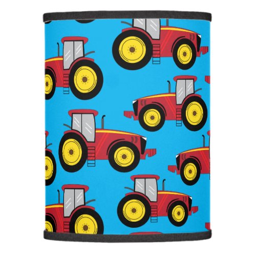 Cute Tractor Pattern on Blue Nursery Lamp Shade