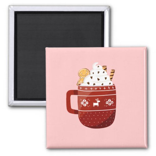 Cute Tradicional Christmas Bervarge Hot Cocoa wi Magnet