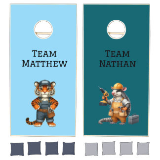 Cute Tradie Animals Cornhole Set