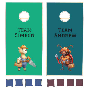 Cute Tradie Animals Cornhole Set