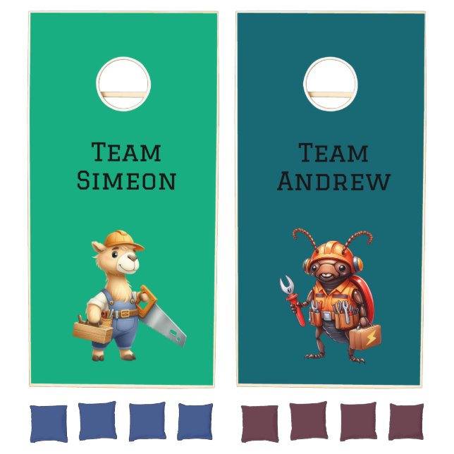 Cute Tradie Animals Cornhole Set (Set)