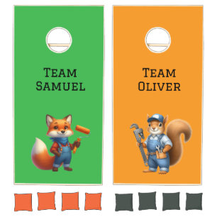 Cute Tradie Animals Cornhole Set