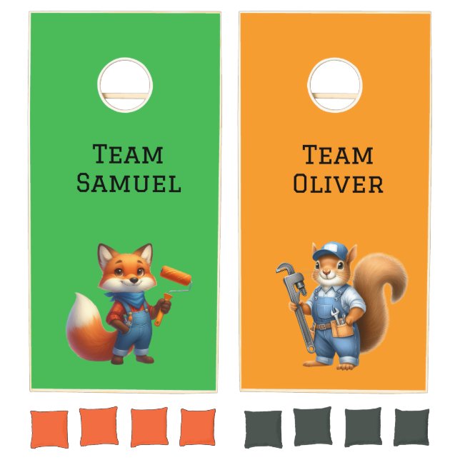 Cute Tradie Animals Cornhole Set (Set)