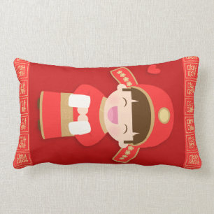 Cute Traditional Chinese Bridegroom Wedding Decor Lumbar Pillow