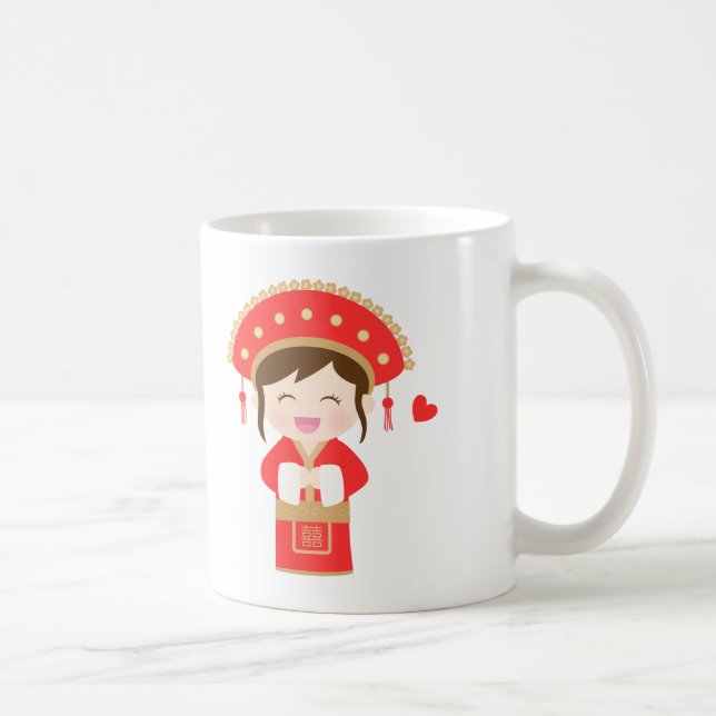 Cute Traditional Chinese Wedding Bride For Her Coffee Mug (Right)
