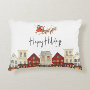 Cute traditional family santa christmas  accent pillow