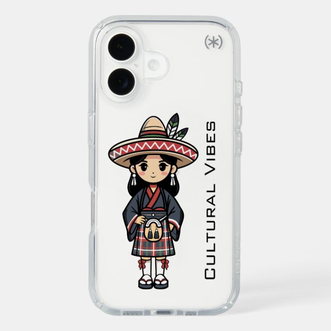 Cute Traditional Girl Cartoon Speck iPhone Case (Front)