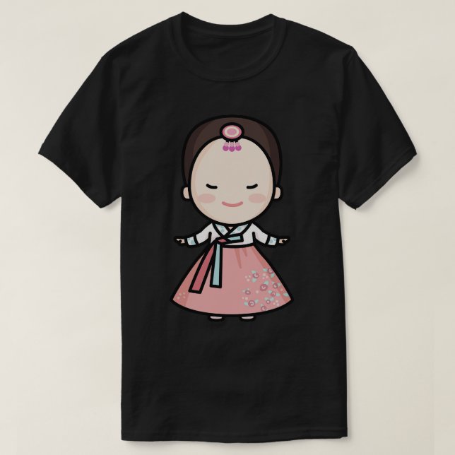 Cute Traditional Korean Bride toon T-Shirt (Design Front)