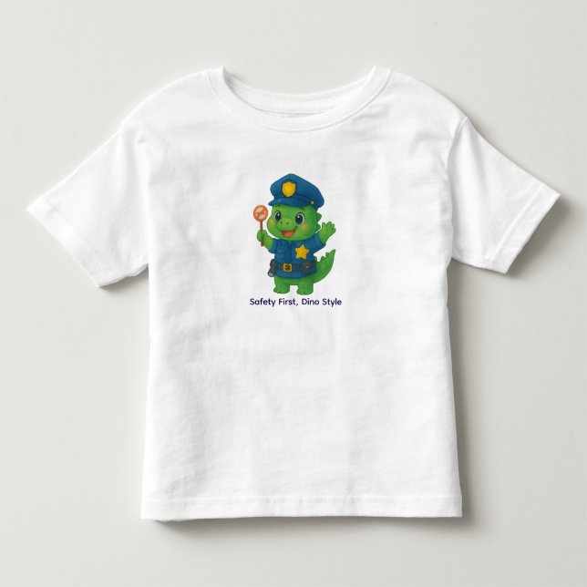 Cute Traffic Police Dinosaur – Dino Jobs Toddler T-shirt (Front)