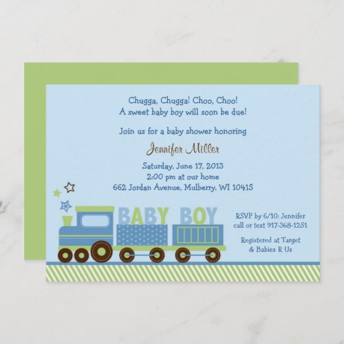 Cute Train Baby Shower Invitation
