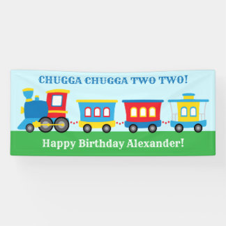 Cute Train Birthday Party Banner