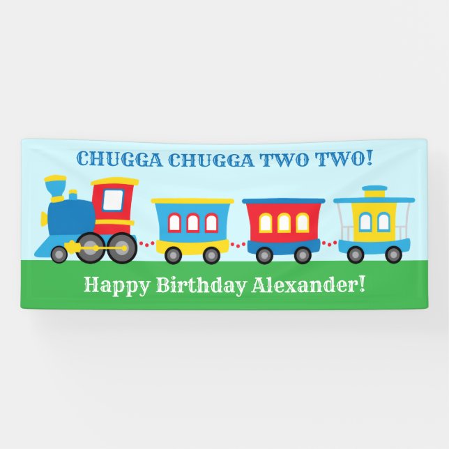 Cute Train Birthday Party Banner (Horizontal)