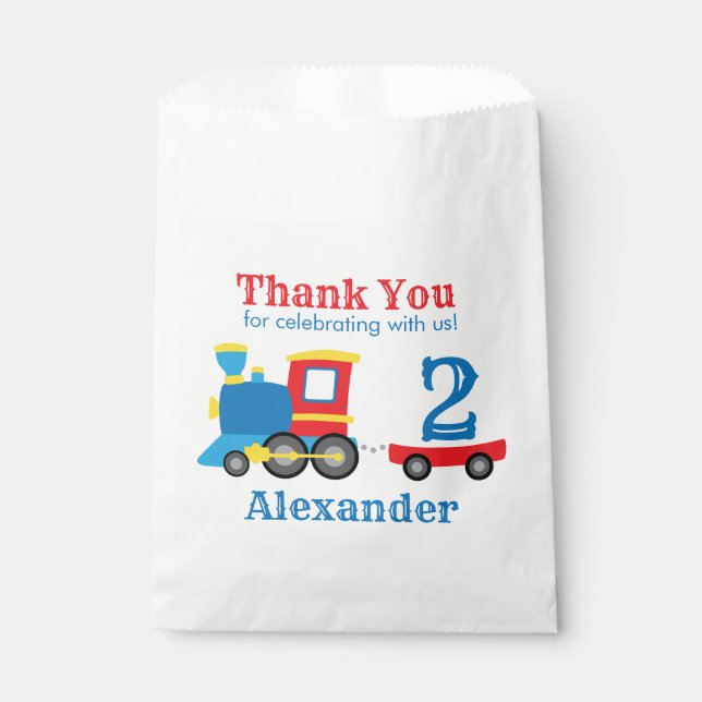 Cute Train Birthday Party Favor Bag (Front)