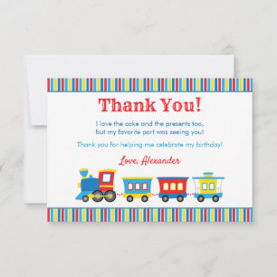 Cute Train Birthday Thank You Card