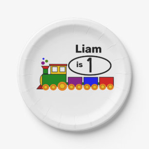 Cute Train Boy's 1st Birthday Paper Plates
