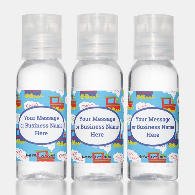Cute Train Kids Pre School Business Logo Name Hand Sanitizer (Set)