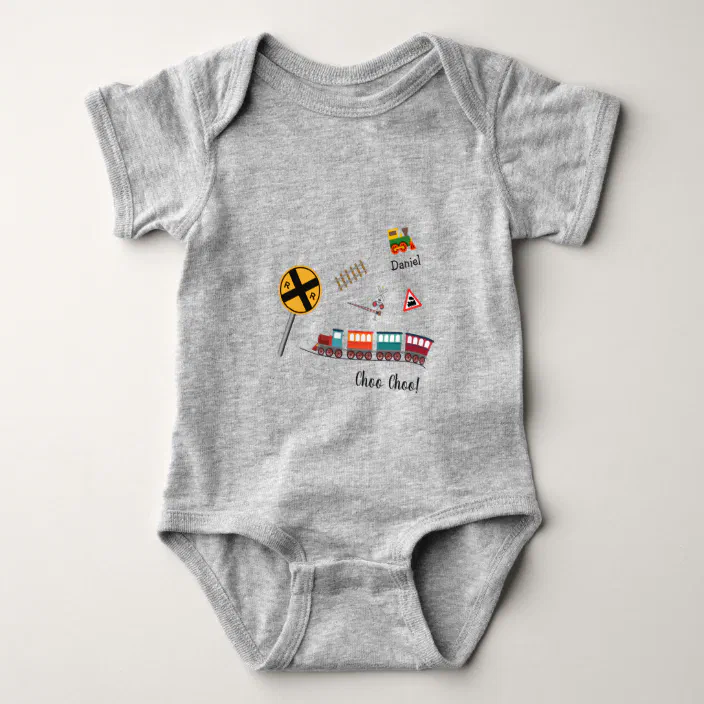 Cute Train Little Boy First Name Choo Choo Baby Bodysuit Zazzle Com