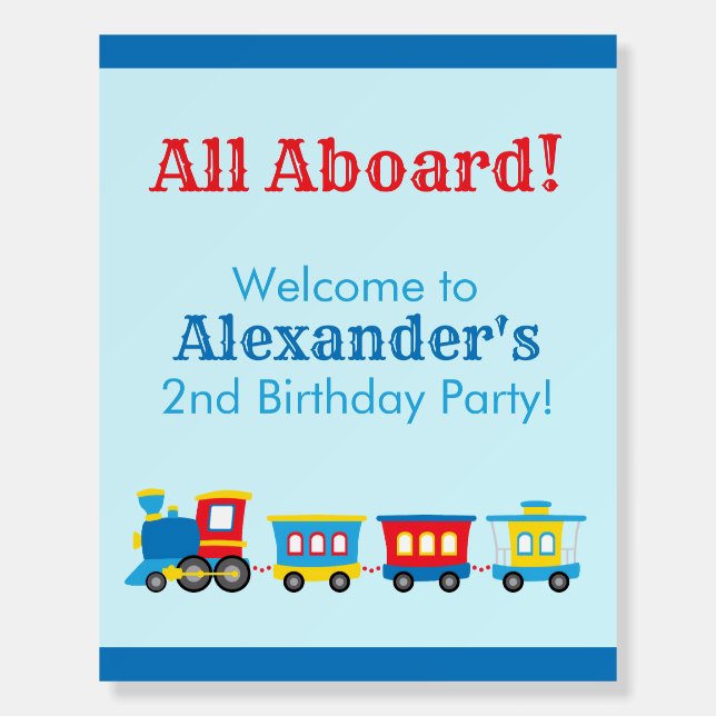 Cute Train Party Welcome Sign (Front)