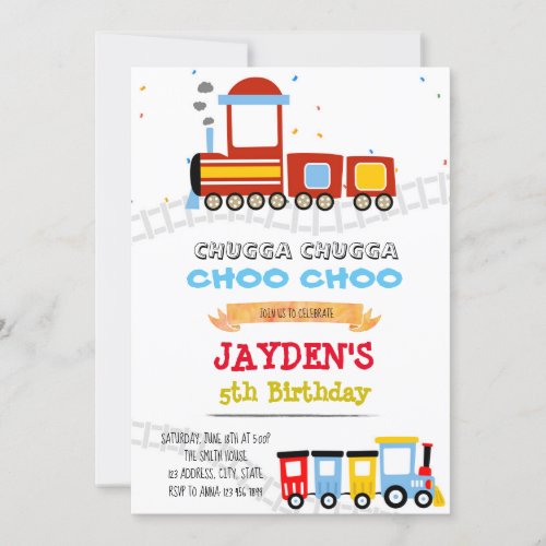 Cute train theme birthday shower invitation