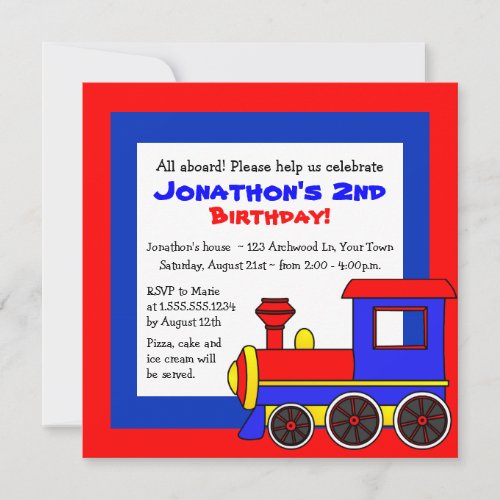 Cute Train Theme Kids Birthday Invitation
