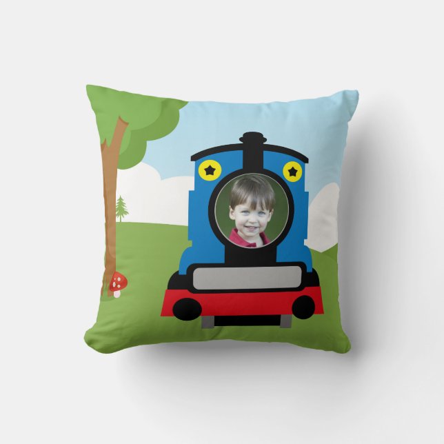 Cute train throw pillow (Front)