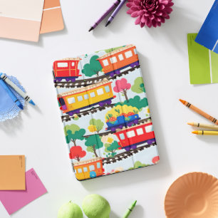 Cute trains and trees pattern blue iPad pro cover