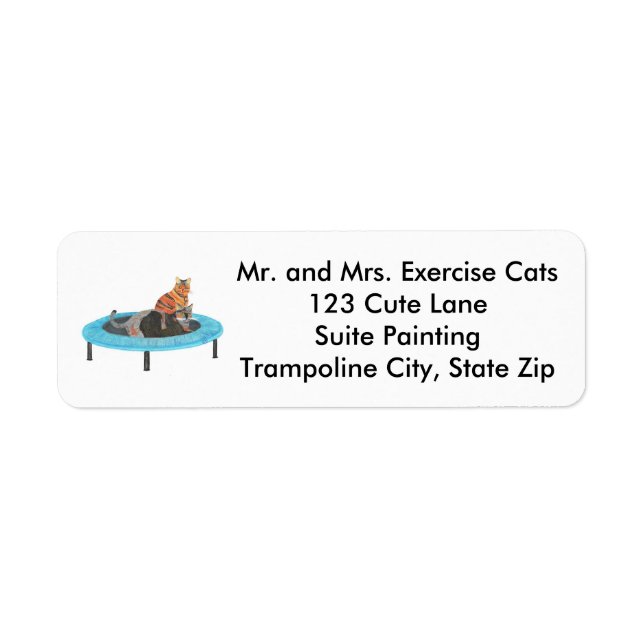 Cute Trampoline Cats Exercise Address Labels (Front)