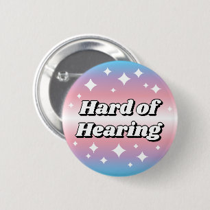 Cute Transgender Flag Gradient Hard of Hearing Button