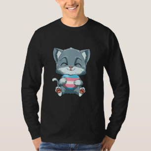 Cute Transgender Pride Cat  Cat Hugging Transgende T-Shirt
