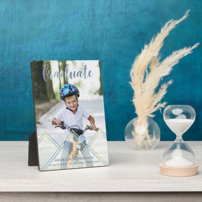 Cute Transparency Effect Pre K Graduation Photo Plaque (Side)