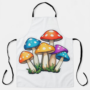 Cute Transparent Mushroom Illustration Apron