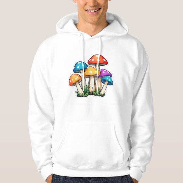 Cute Transparent Mushroom Illustration Hoodie (Front)
