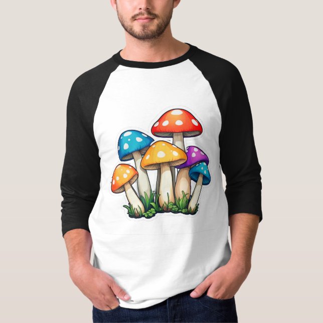 Cute Transparent Mushroom Illustration T-Shirt (Front)
