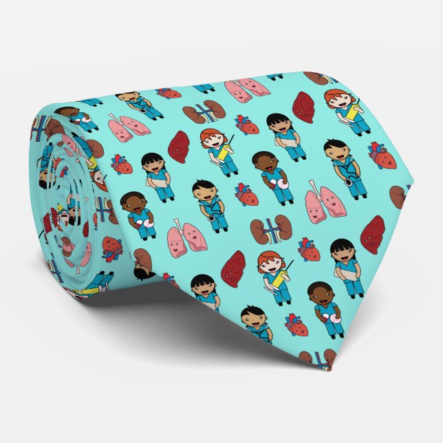 Cute Transplant Doctors and Nurses Neck Tie (Rolled)