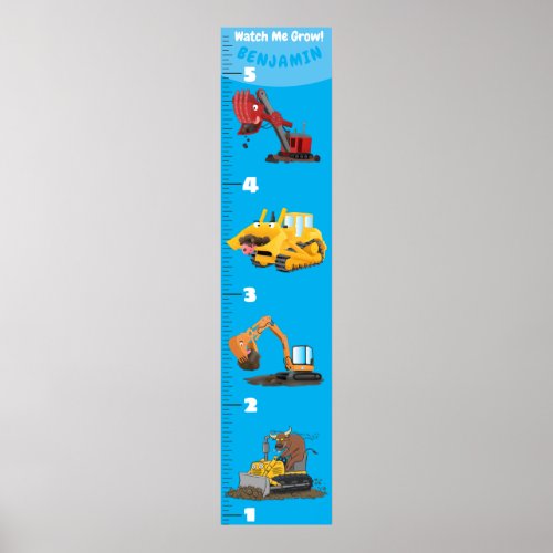 Cute transport cartoon growth chart