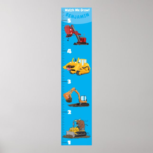 Cute transport cartoon growth chart (Front)