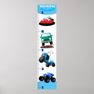 Cute transport cartoon growth chart