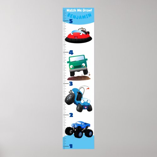 Cute transport cartoon growth chart