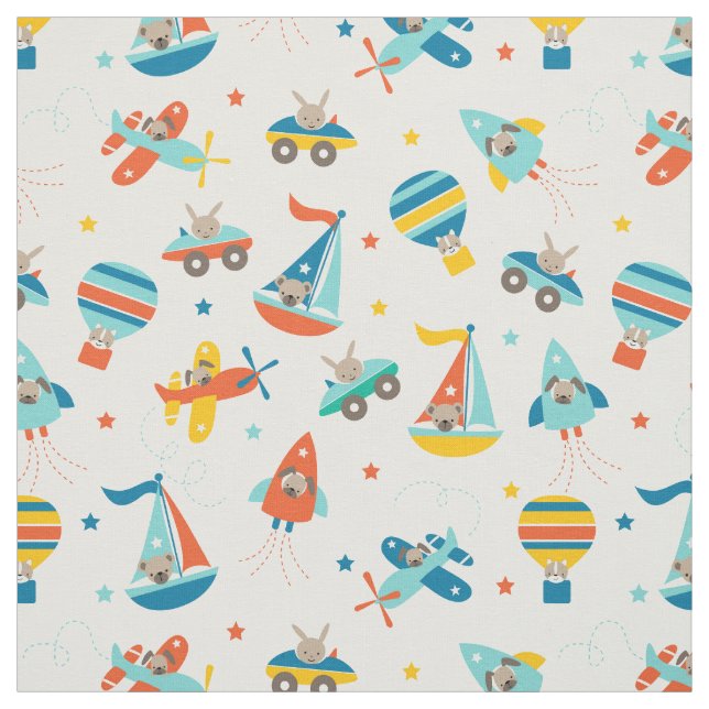 Cute Transportation Baby Nursery Fabric (Swatch)